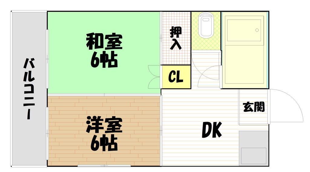 第7下川ビル(2DK/4階)の間取り写真