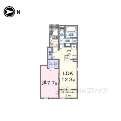 ヒカルサ仰木の里Ⅱ(1LDK/1階)の間取り写真