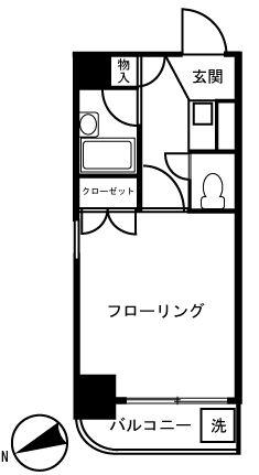 ウエスト・1(ワンルーム/5階)の間取り写真