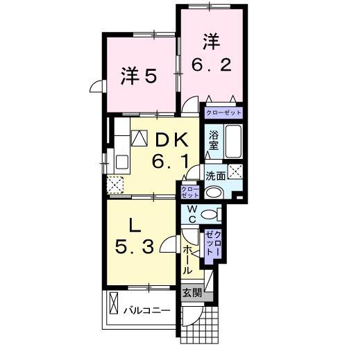 HANA(2LDK/1階)の間取り写真