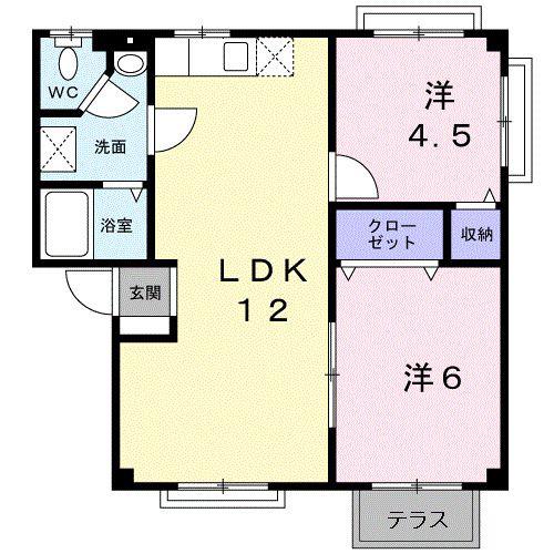 グリーンハイツ塚崎A棟(2LDK/1階)の間取り写真