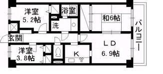エスポワール大宮(3LDK/2階)の間取り写真