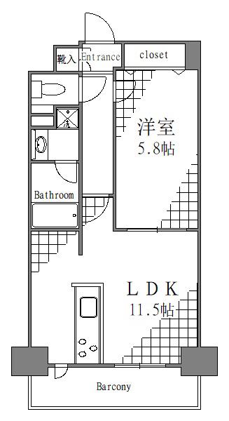 フュージョナル浅草FOREST(1LDK/3階)の間取り写真
