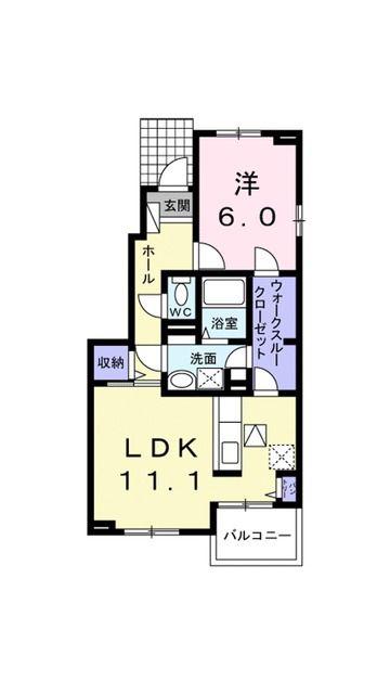 ル・カルプ・ポルト・ボヌール(1LDK/1階)の間取り写真