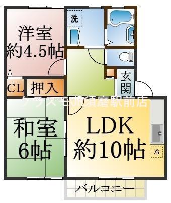 コニー行幸(2LDK/1階)の間取り写真