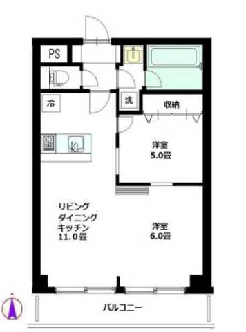 ハイホーム本陣(2LDK/2階)の間取り写真