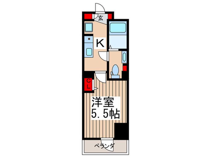 グランカーサ市川国府台(1K/10階)の間取り写真