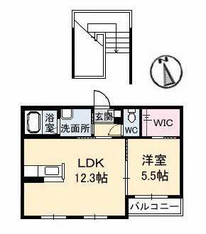 アンシャンテくろだ(1LDK/2階)の間取り写真