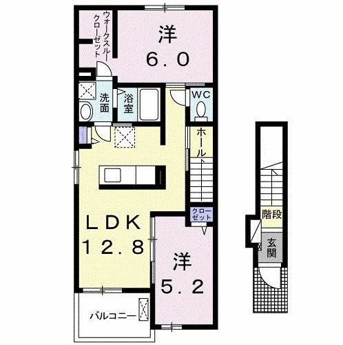 シュティル ブリーゼ A(2LDK/2階)の間取り写真