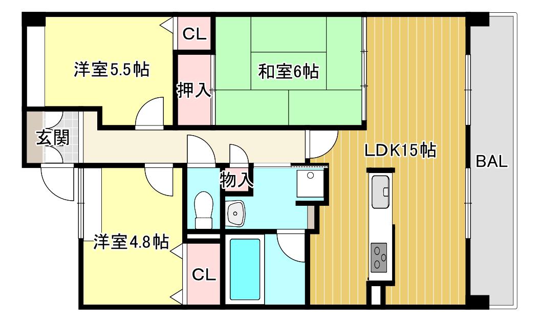 MINOO HILLS(3LDK/4階)の間取り写真