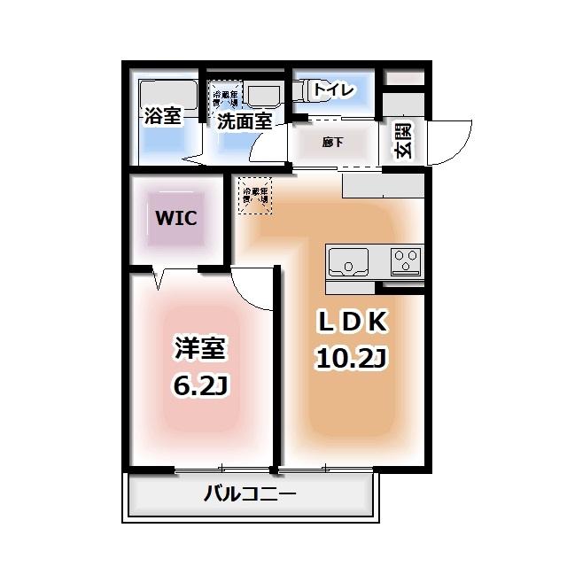 KOMOREBI GARDEN中田本町B(1LDK/2階)の間取り写真