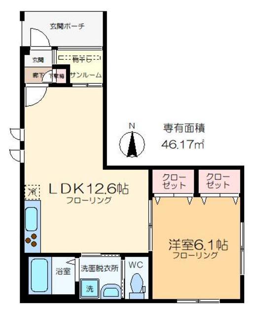 メゾンブルー(1LDK/1階)の間取り写真