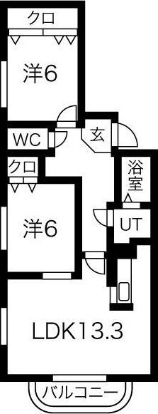セントポーリアアイリス(2LDK/4階)の間取り写真