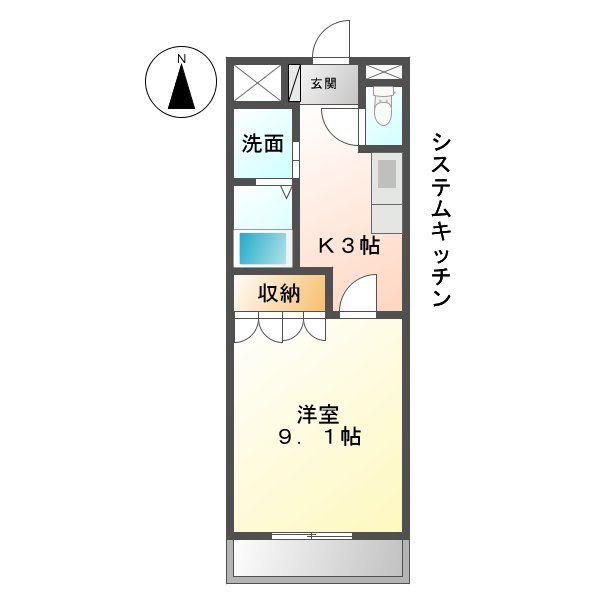 ポラリス(1K/3階)の間取り写真