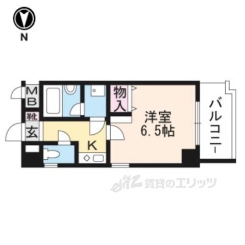ライオンズマンション下鴨本町(1K/6階)の間取り写真