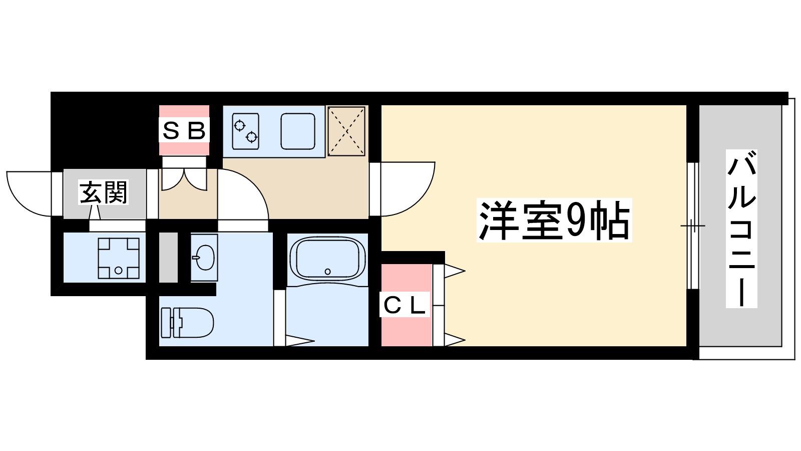 プラウドフラット新大阪(1K/12階)の間取り写真