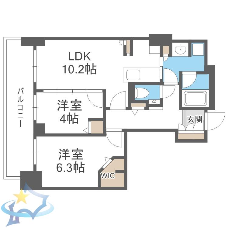 ブランズ札幌南7条(2LDK/9階)の間取り写真