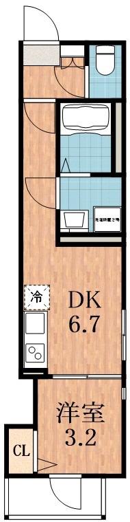 ハーモニーテラス平野西II(1DK/2階)の間取り写真