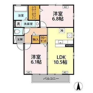メゾンゆうち(2LDK/1階)の間取り写真