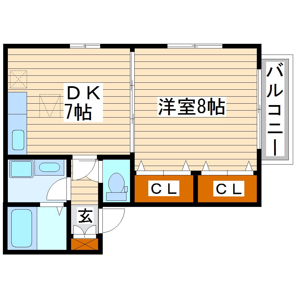 ハウスゼルコバ(1DK/2階)の間取り写真