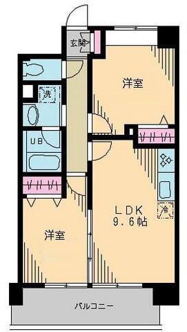 西武池袋線 富士見台駅 徒歩2分 6階建 築16年(2LDK/4階)の間取り写真
