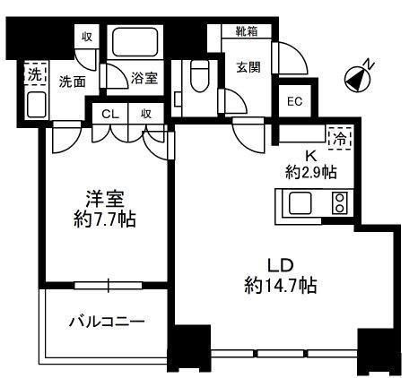 THE ROPPONGI TOKYO SUPERIOR RESIDEN(1LDK/4階)の間取り写真