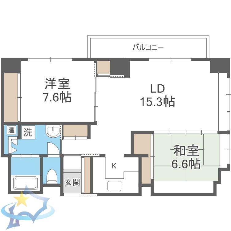 カトレア南8条(2LDK/11階)の間取り写真