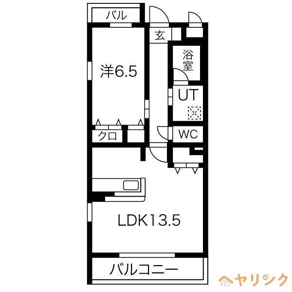 ル・ラパン(1LDK/1階)の間取り写真