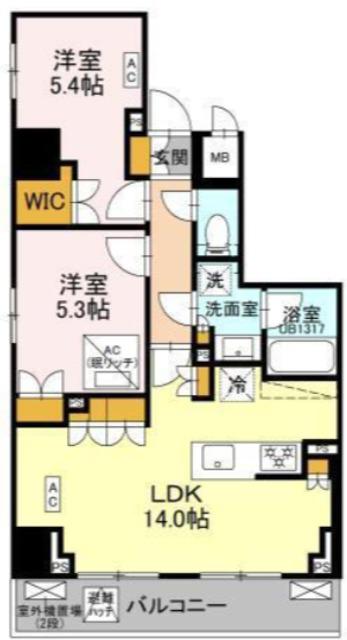 リーラ品川戸越(2LDK/2階)の間取り写真