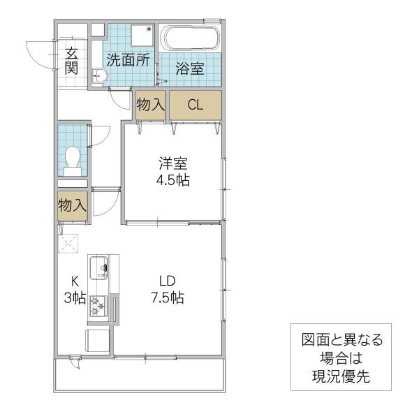プレミスト東石川(1LDK/1階)の間取り写真