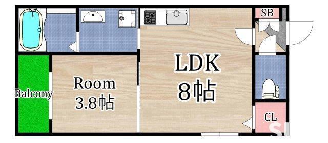 サフィールロジェ大阪城公園(1LDK/1階)の間取り写真