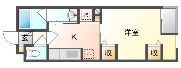 スカイコート II(1K/2階)の間取り写真