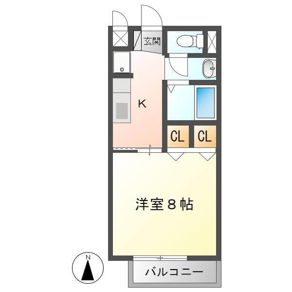 SURPLUSカメヤマA(1K/2階)の間取り写真
