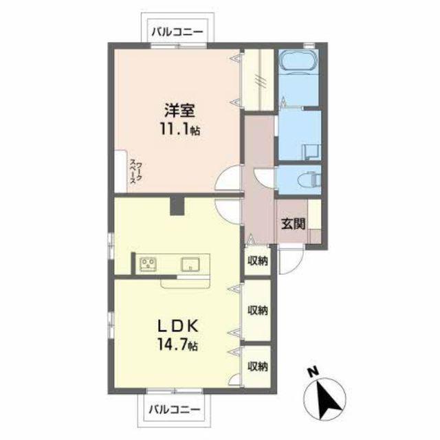 パークハイツ(1LDK/1階)の間取り写真