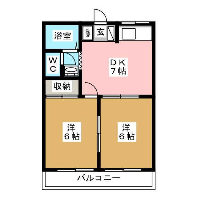 シャテロハイツ(2DK/2階)の間取り写真