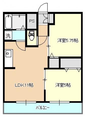 南台ハイツ(2LDK/1階)の間取り写真