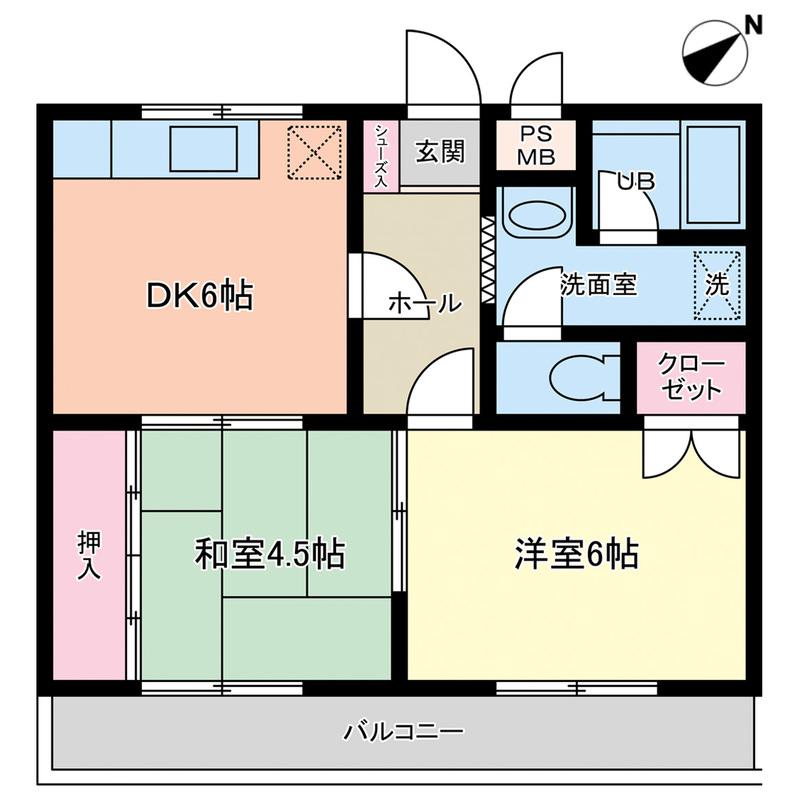 クレストヴィラ千鳥(2DK/2階)の間取り写真