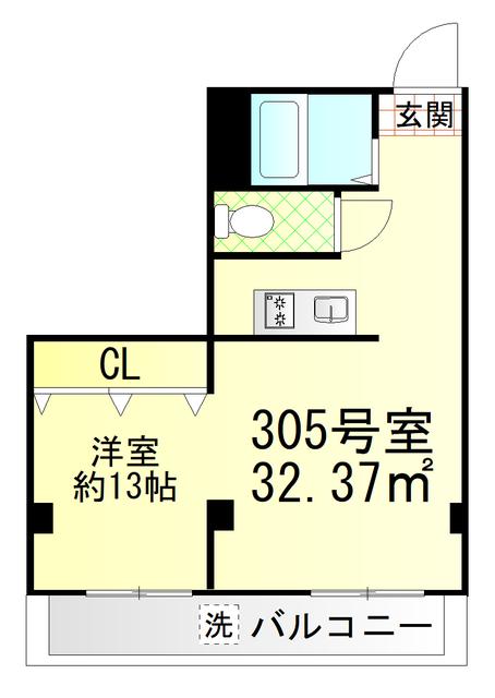 メゾン中央(ワンルーム/3階)の間取り写真