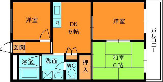 センチュリーアスカ1号棟(3DK/5階)の間取り写真