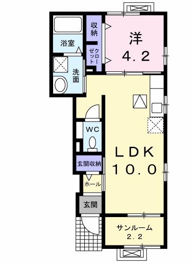 ソフィア・K(1LDK/1階)の間取り写真