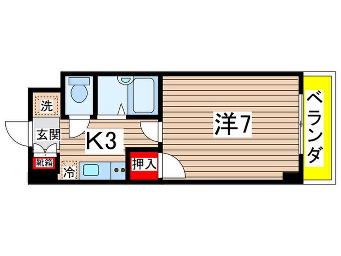 フルリール沖西(1K/6階)の間取り写真