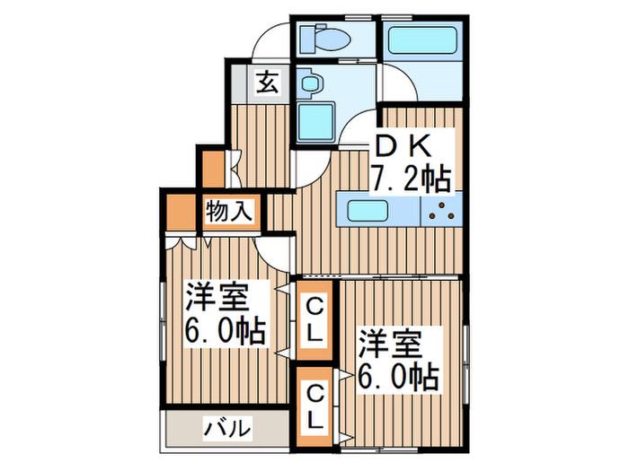 ALIZE´(2DK/1階)の間取り写真