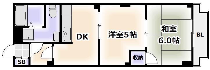 尚栄ドムス(2DK/2階)の間取り写真