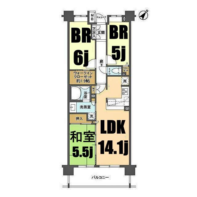 クレストフォルム横浜平沼(3LDK/11階)の間取り写真