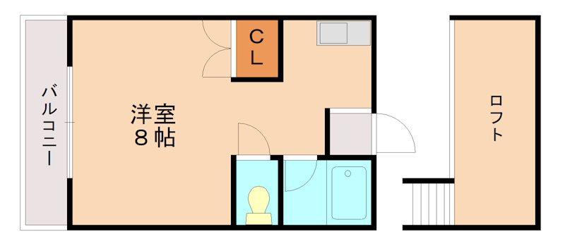 アルファ千早(ワンルーム/2階)の間取り写真