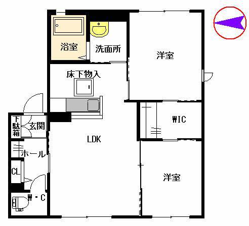 ヴァン アーンジュ II棟(2LDK/1階)の間取り写真