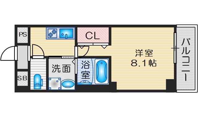 ルミエナ東三国(1K/2階)の間取り写真