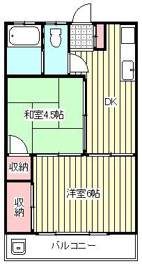 コーポ青木B(2DK/3階)の間取り写真