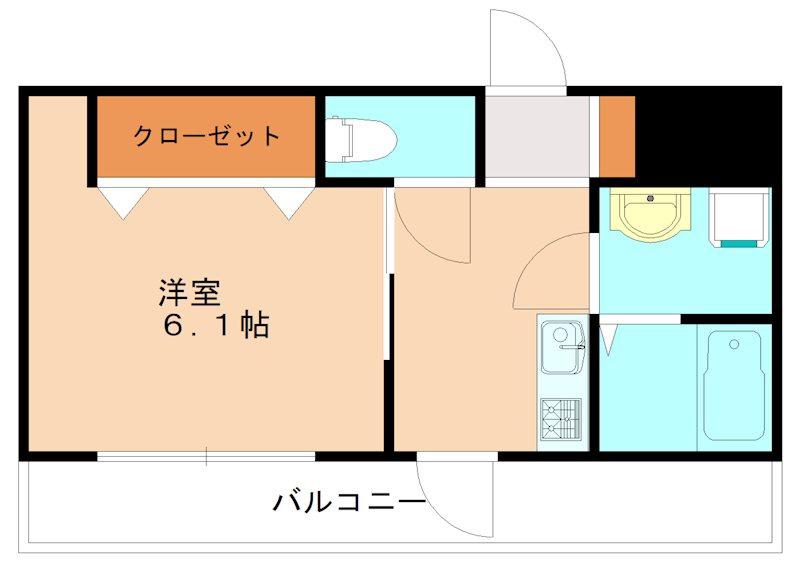 メルヴェールヒロ(1K/3階)の間取り写真