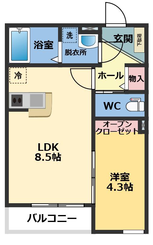メゾン・ドゥ・アッシュ市川II(1LDK/2階)の間取り写真